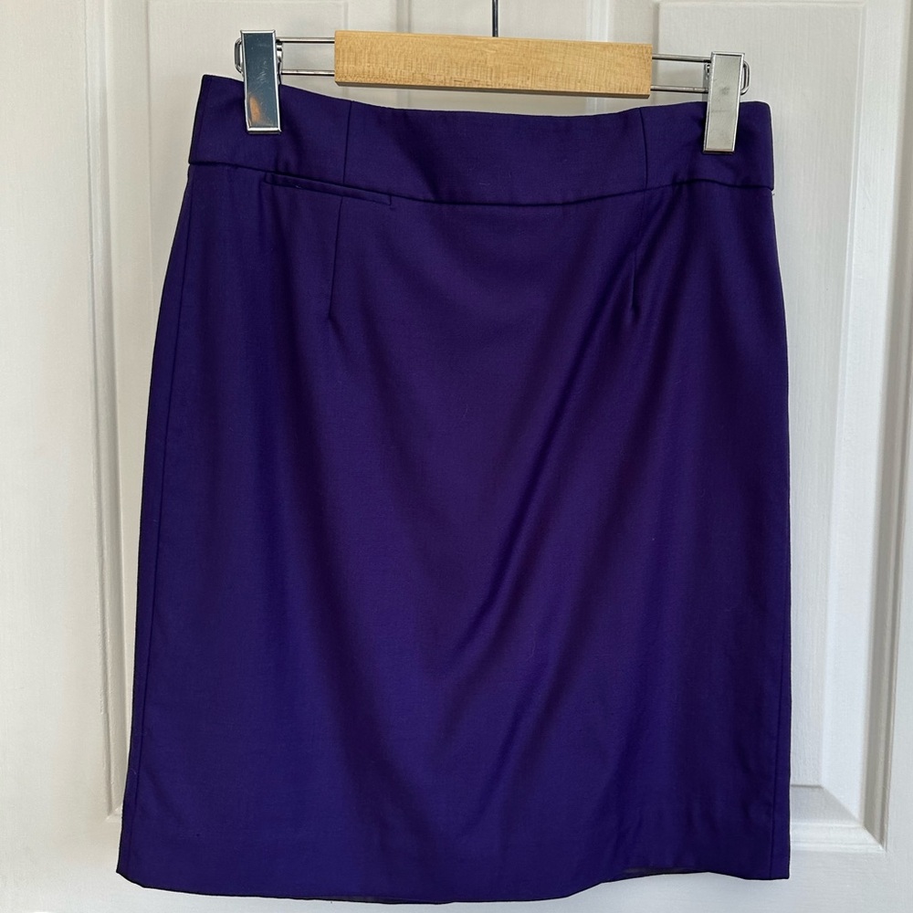 J.Crew Purple 100% Wool Pencil skirt, Size 4